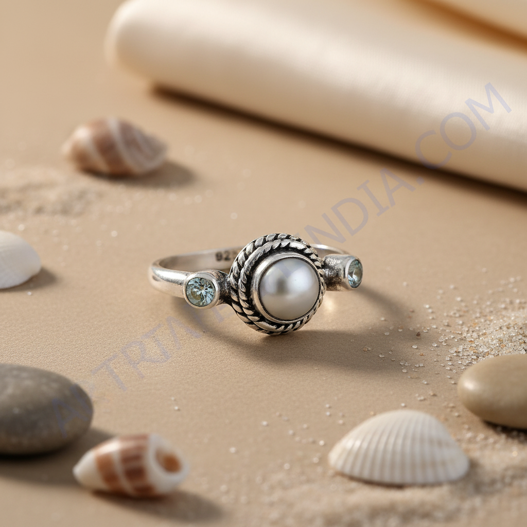 925 Sterling Silver Pearl & Gemstone Ring for Women | Gift Jewelry