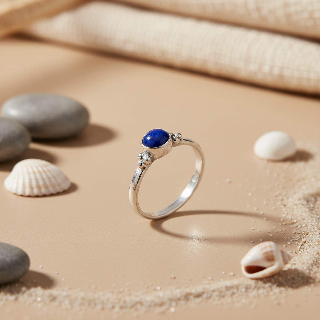 925 Silver Blue Gemstone Ring for Women | Daily Wear
