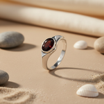 Load image into Gallery viewer, 925 Silver Garnet Gemstone Ring for Men | Signet Ring
