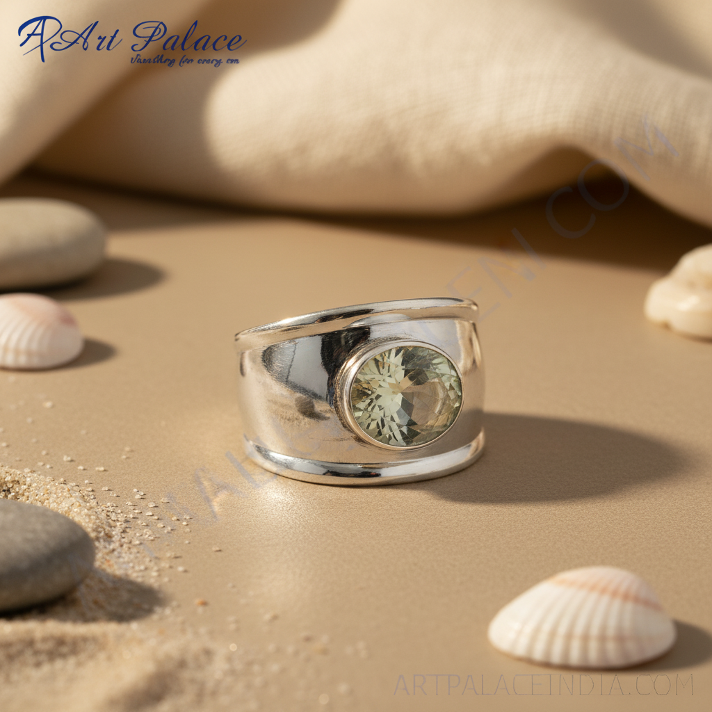 Silver Ring with Oval Gemstone | Women's Ring