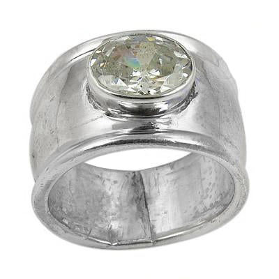 Silver Ring with Oval Gemstone | Women's Ring