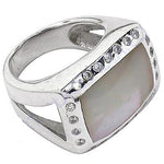 Load image into Gallery viewer, Silver Mother of Pearl Ring with CZ Accents | Women's Ring

