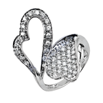 Load image into Gallery viewer, Silver Diamond Heart Ring for Women | Anniversary Gift
