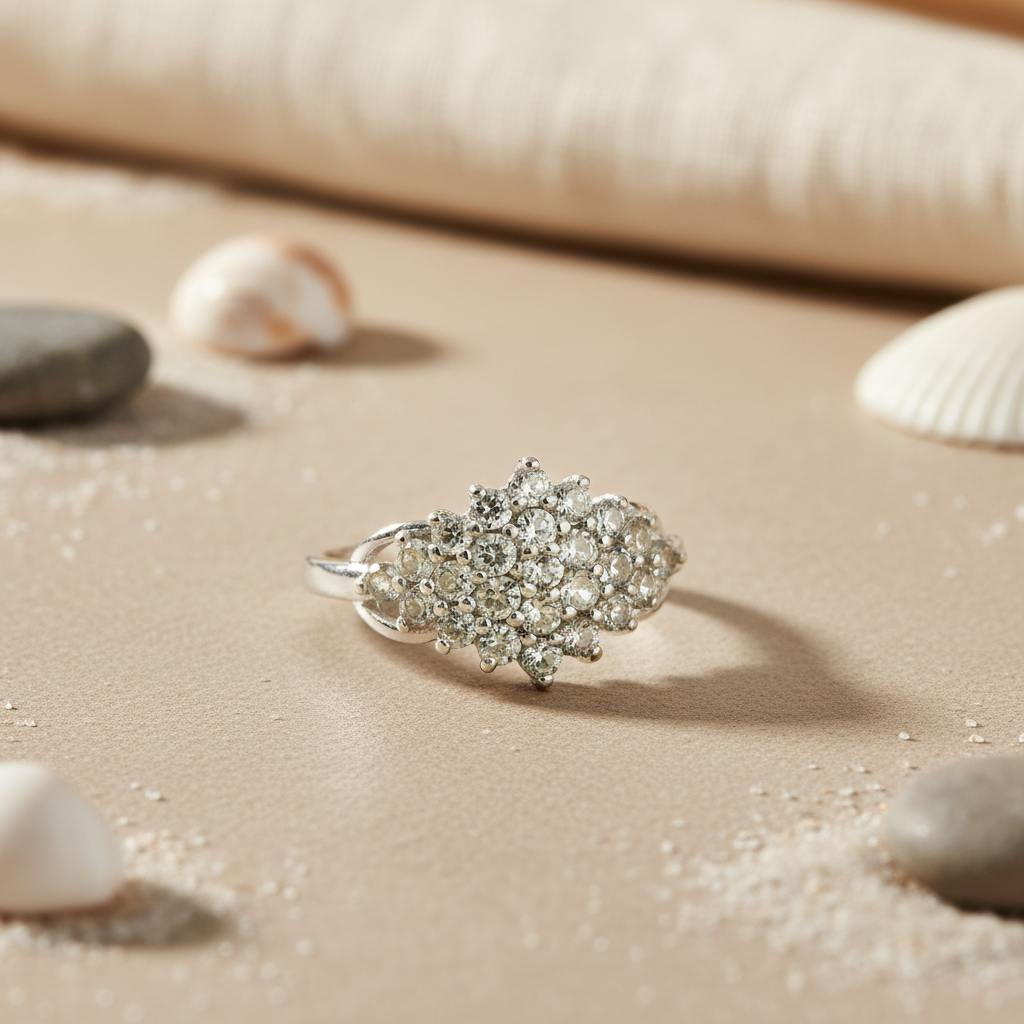 Silver Ring with Gemstones for Women | Cluster Ring