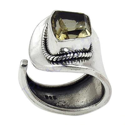 925 Sterling Silver Citrine Ring | Statement Ring for Women