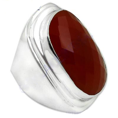 Silver Carnelian Ring for Men | Gemstone Statement Ring