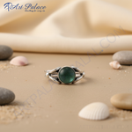 Load image into Gallery viewer, 925 Sterling Silver Green Stone Ring for Women | Gift
