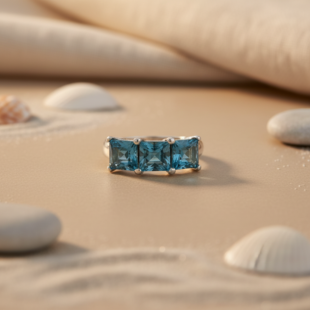 925 Silver Blue Topaz Ring for Women | Gemstone Ring