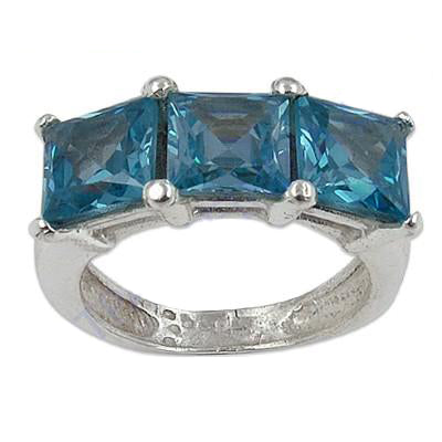 925 Silver Blue Topaz Ring for Women | Gemstone Ring