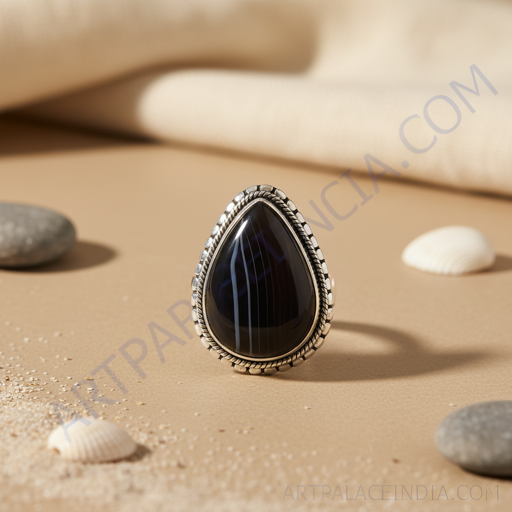 925 Silver Onyx Teardrop Ring for Women | Statement Jewelry