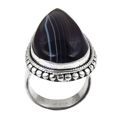 925 Silver Onyx Teardrop Ring for Women | Statement Jewelry