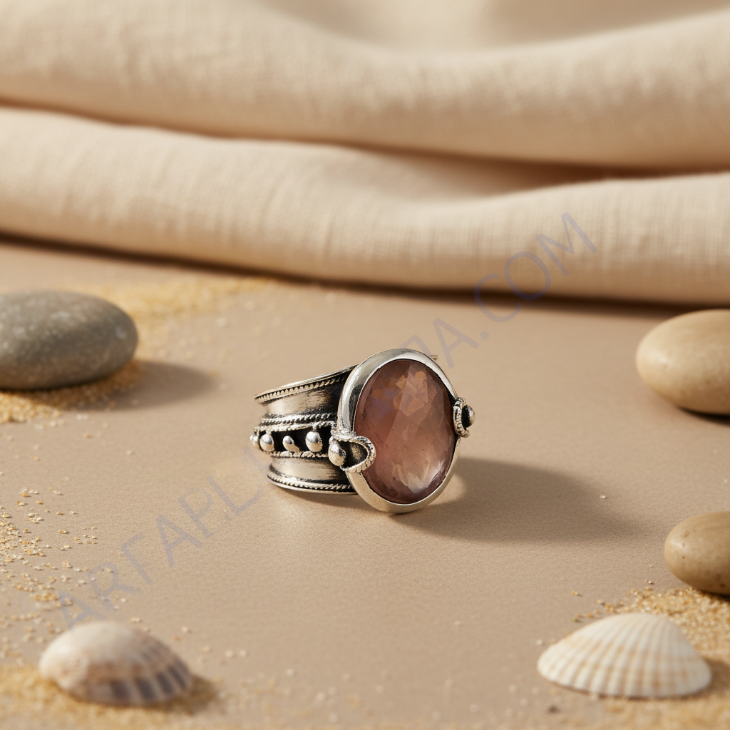 925 Silver Rose Quartz Ring for Women | Gemstone Jewelry