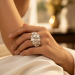 Load image into Gallery viewer, Silver Ring with Champagne Color Gemstones | Women&#39;s Ring
