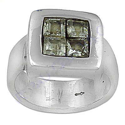 Silver Square Gemstone Ring for Women | Modern Cocktail Ring