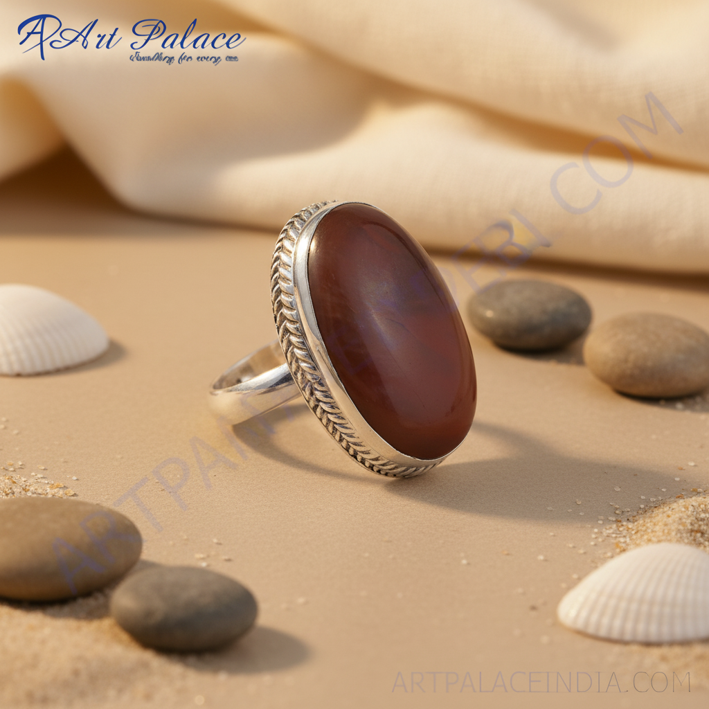 925 Silver Red Jasper Ring for Women | Gemstone Jewelry