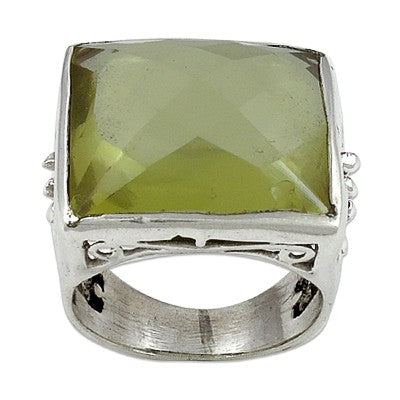 925 Silver Citrine Square Ring for Women | Gemstone Jewelry