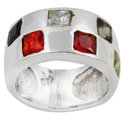 Silver Gemstone Ring for Women | Square Stone Jewelry