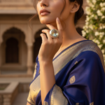 Load image into Gallery viewer, Silver Ring with Green Gemstone | Women&#39;s Fashion Ring
