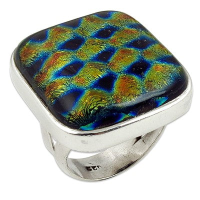 925 Silver Dichroic Glass Ring for Women | Statement Jewelry