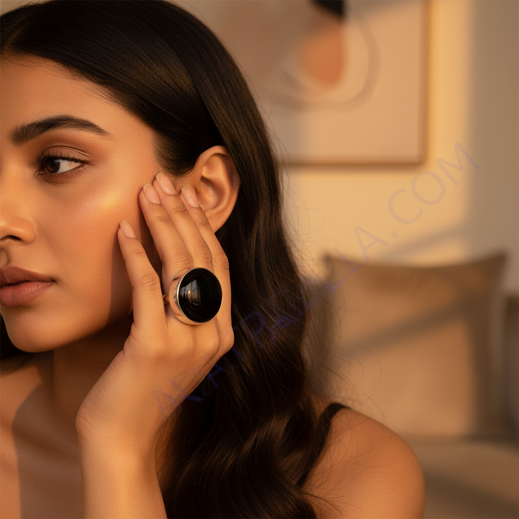 Silver Onyx Gemstone Ring for Women | Statement Jewelry