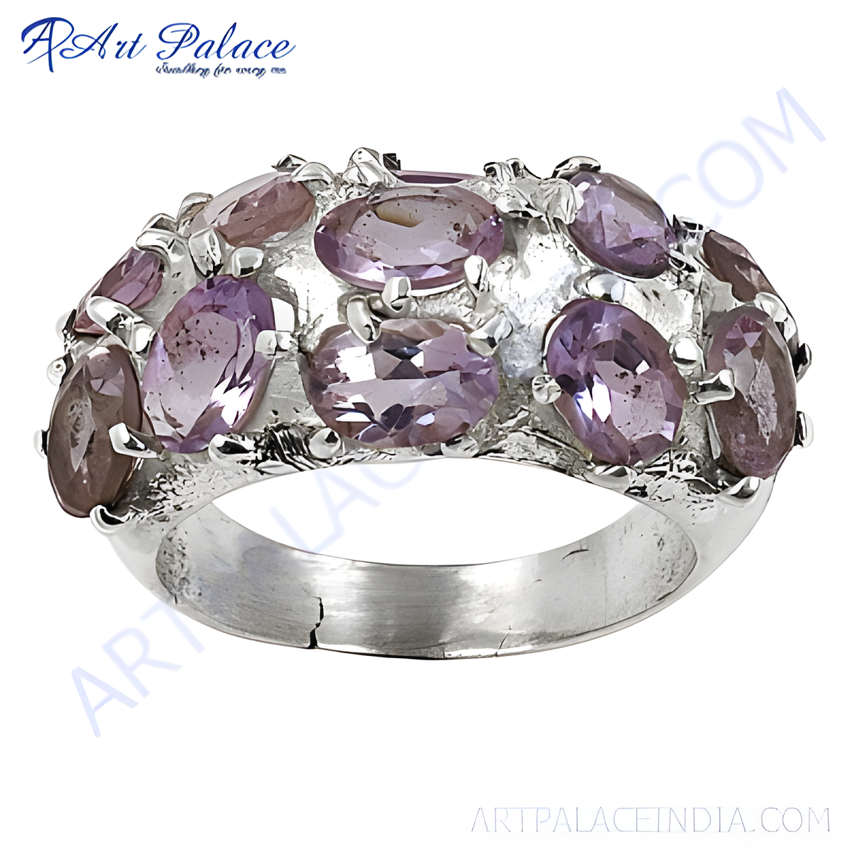 925 sterling silver ring with oval cut purple amethyst gemstones, a perfect gift