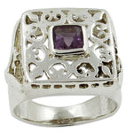 Load image into Gallery viewer, 925 Silver Amethyst Ring for Men | Square Stone Ring

