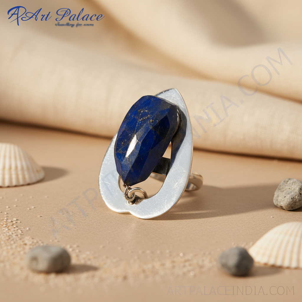 Silver lapis lazuli ring for women | statement jewelry