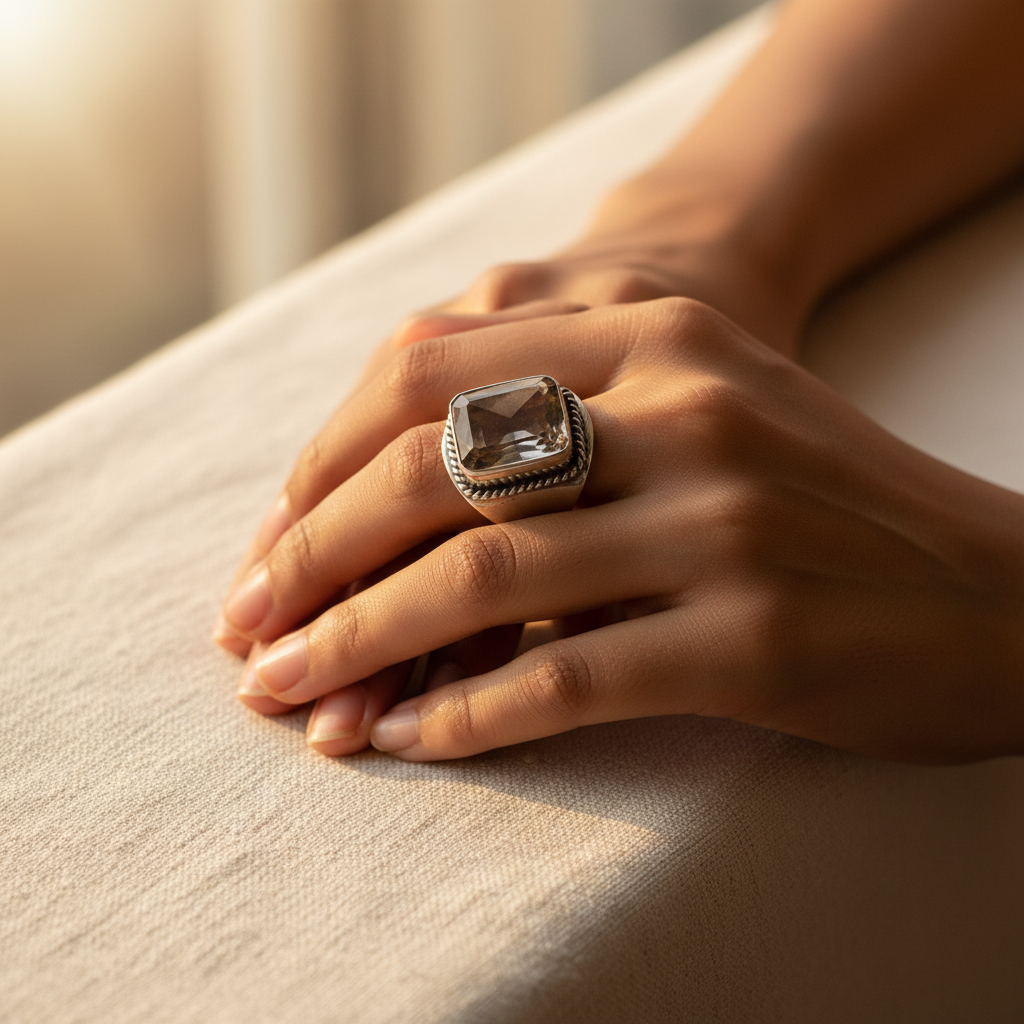 925 Silver Smoky Quartz Ring | Women's Cocktail Jewelry