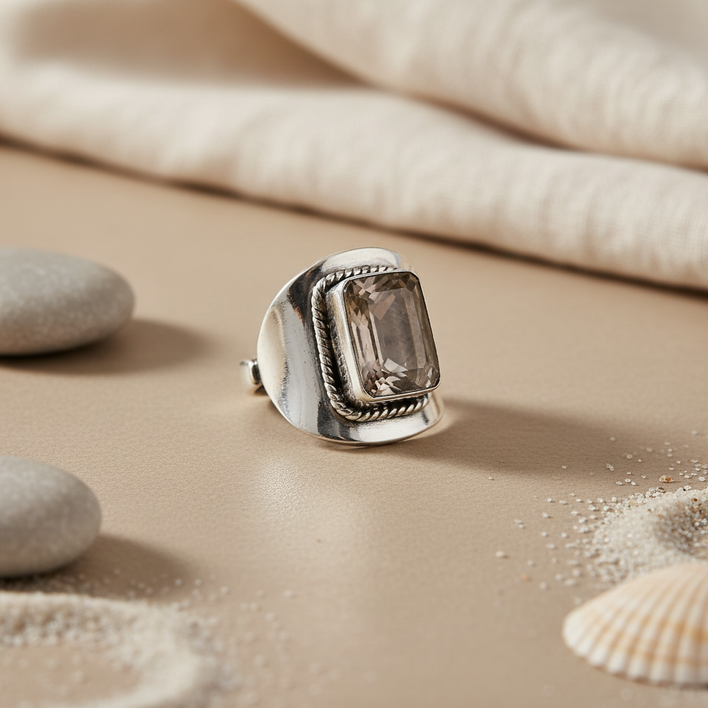 925 Silver Smoky Quartz Ring | Women's Cocktail Jewelry