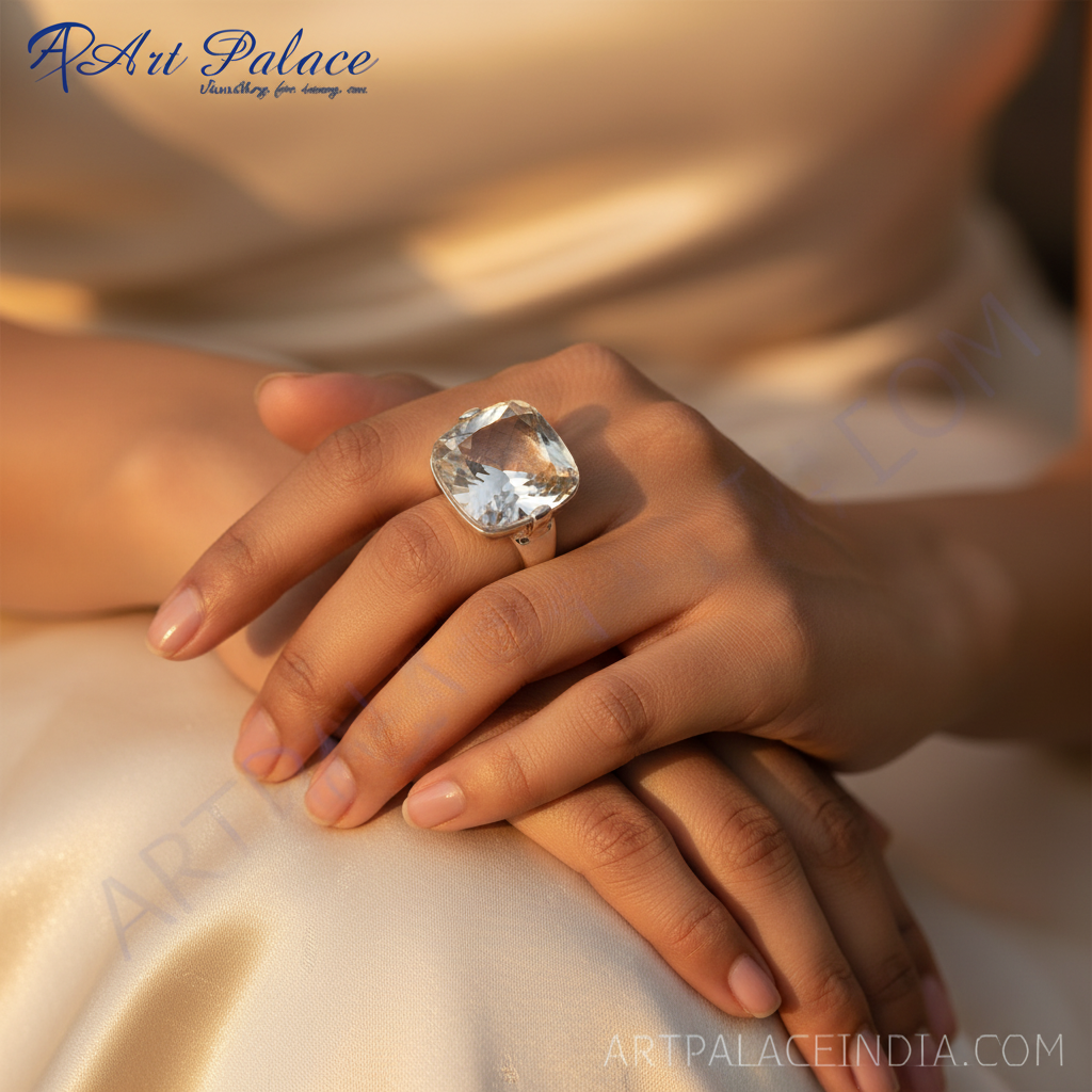 Silver Ring with Large Gemstone for Women | Statement Jewelry