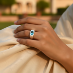Load image into Gallery viewer, 925 Silver Blue Topaz Ring for Men | Gemstone Jewelry Gift

