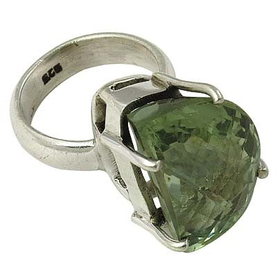925 Silver Green Amethyst Ring for Women | Gemstone Jewelry