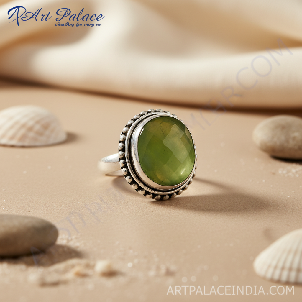 925 Sterling Silver Green Quartz Ring for Women | Gift Jewelry
