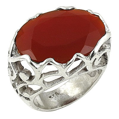 925 Silver Carnelian Ring for Women | Statement Jewelry