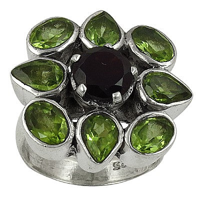 925 Silver Peridot & Iolite Gemstone Ring for Women | Gift