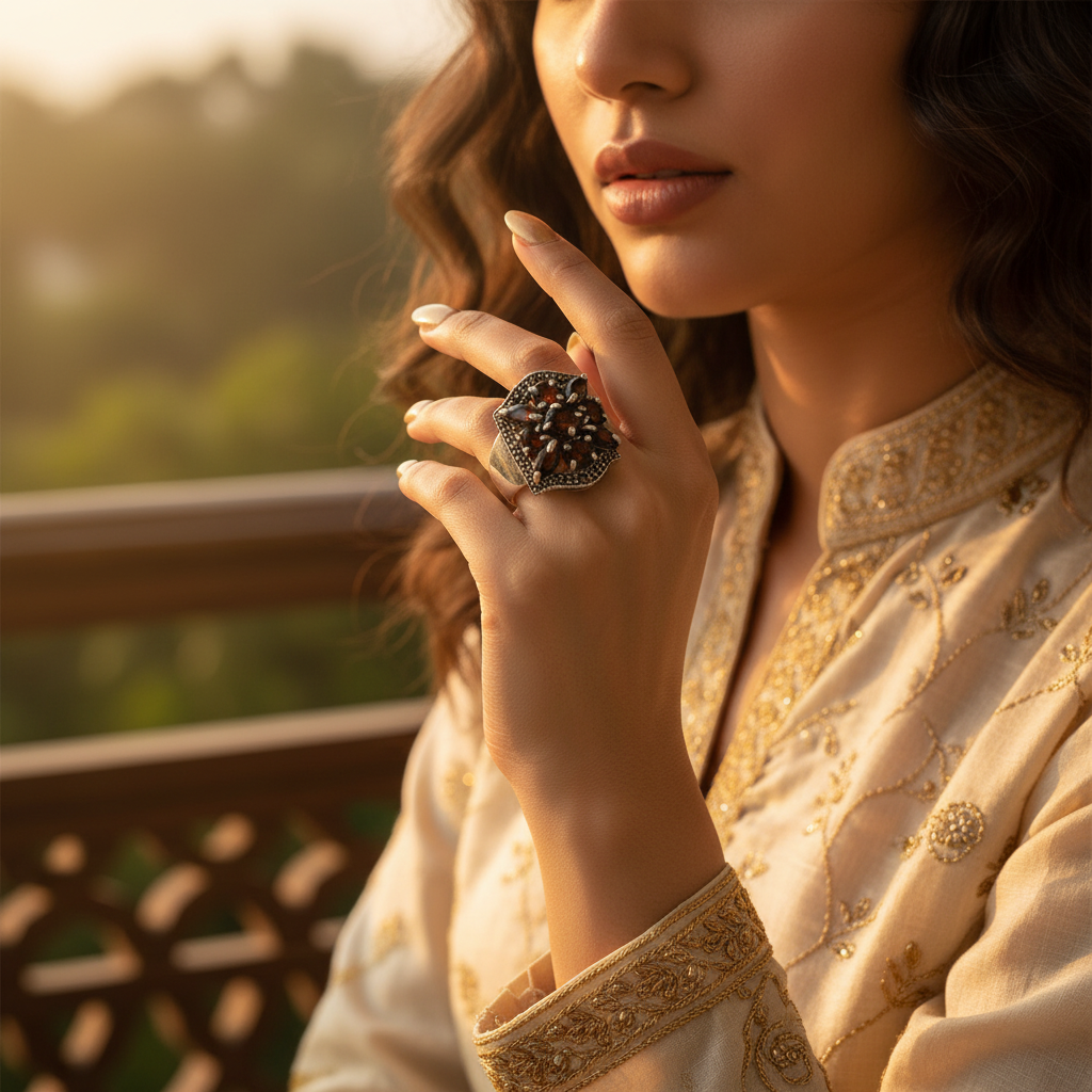 925 Silver Garnet Ring for Women | Cocktail Ring | Gift