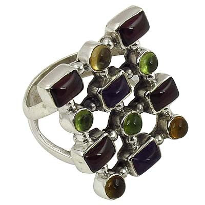 925 Silver Multi-Gemstone Cocktail Ring for Women | Gift