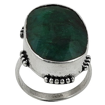 925 Silver Green Gemstone Oval Ring for Women | Statement Jewelry