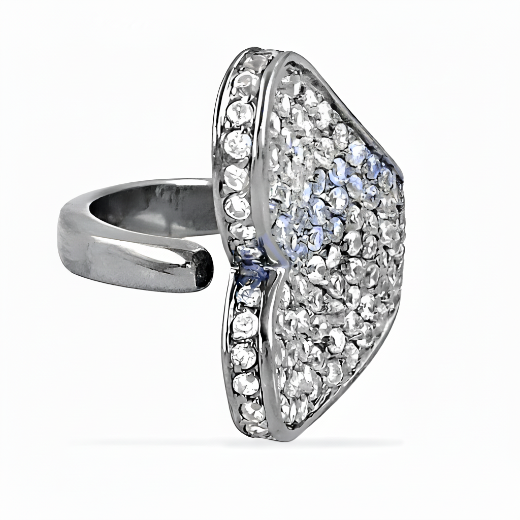 Silver Crystal Pave Ring for Women | Statement Jewelry