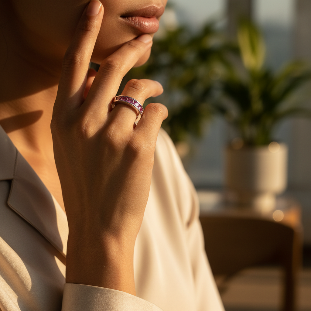 Silver pink sapphire ring for women | gemstone jewelry gift