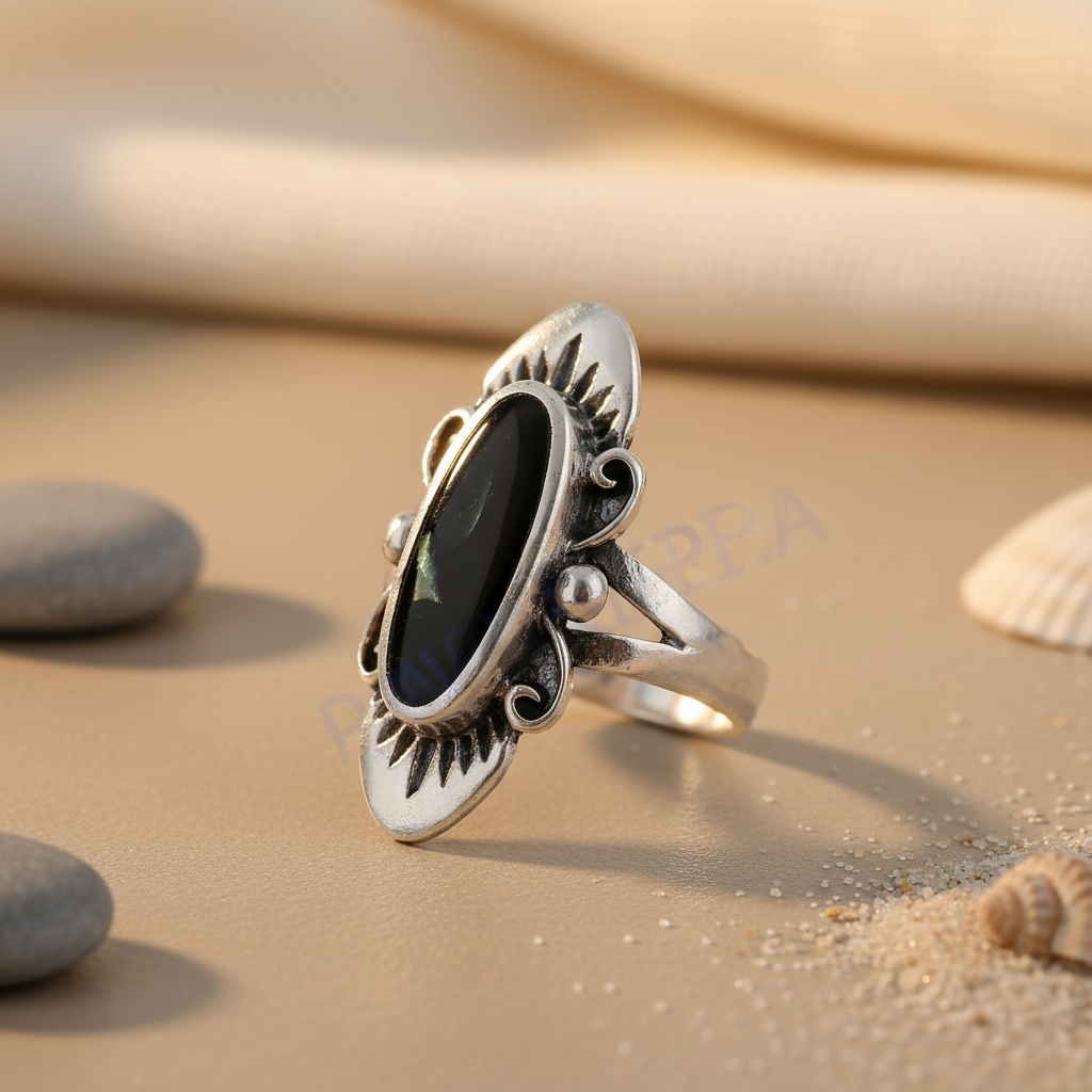925 Silver Black Onyx Ring for Women | Statement Jewelry