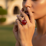 Load image into Gallery viewer, Silver Red Gemstone Ring for Women | Statement Jewelry
