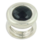 Load image into Gallery viewer, Silver Ring with Black Gemstone for Women | Statement Ring
