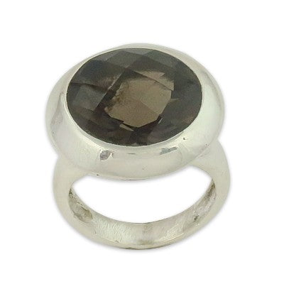 925 Sterling Silver Smoky Quartz Ring | Women's Cocktail Ring