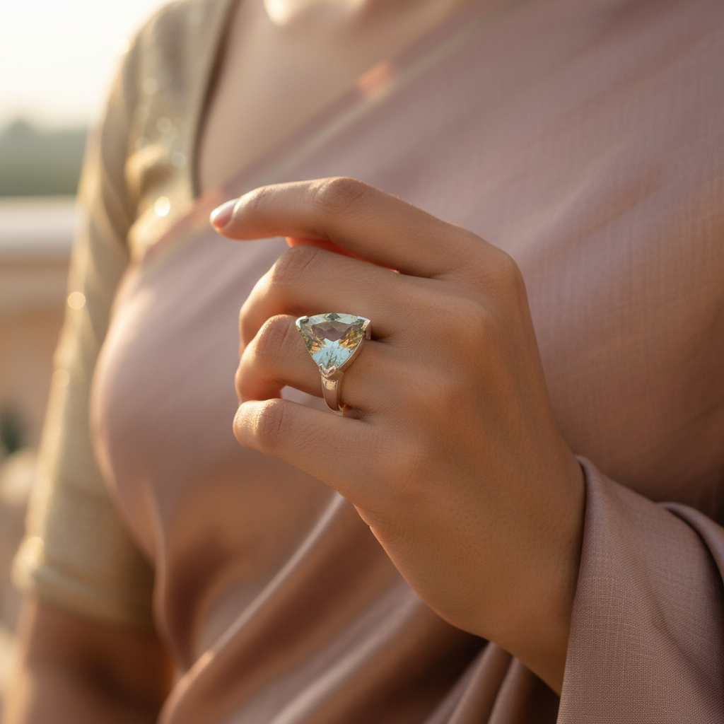 925 Silver Green Amethyst Ring for Women | Gemstone Jewelry