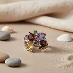 Load image into Gallery viewer, 925 Silver Multi-Gemstone Cocktail Ring for Women | Statement Jewelry
