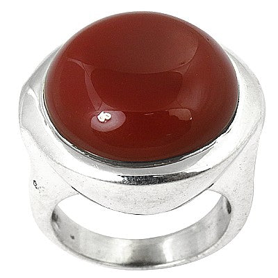 925 Silver Red Carnelian Stone Ring for Women | Statement Ring