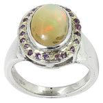 Load image into Gallery viewer, 925 Silver Opal Ring with Amethyst Accents | Women's Jewelry
