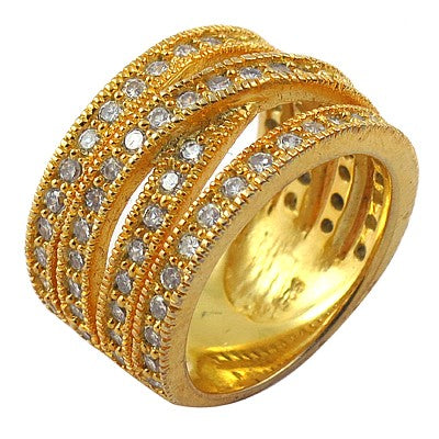 gold plating Ring with Diamond-Cut Stones | Women's Fashion Ring