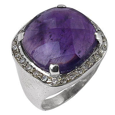 Amethyst Gemstone Ring in Silver for Women | Statement Jewelry